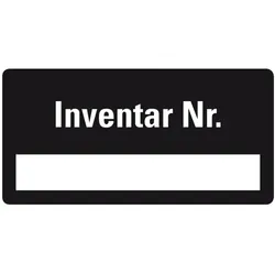 Inventaretikett Inventar Nr., einzeilig, schwarz, Dokumentenfolie, 40x20mm, 16/Bogen