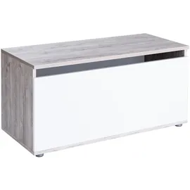 OTTO home Truhe OTTO HOME "Spielzeugkiste Riekke", weiß (eiche, sand, nachbildung, weiß), B:90cm H:44cm T:40cm Ø:40cm, Holzwerkstoff, Truhen, 2 Gasdruckfedern zum Öffnen und Schließen, 1 großes Ablagefach