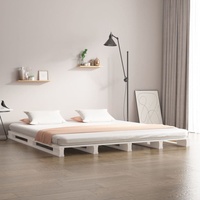 vidaXL Palettenbett Weiß 120x200 cm Massivholz Kiefer - Palettenbett - Palettenbetten - Paletten Bett - Paletten Betten