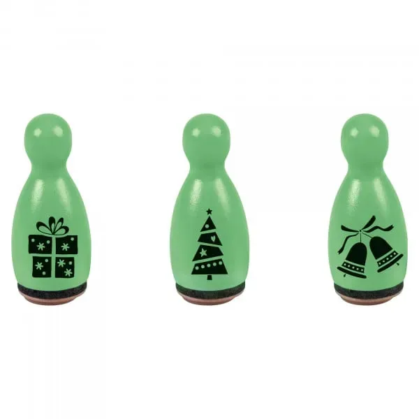 HEYDA Holzstempel-Figuren Set "Weihnachtsmotive" – Grün (3 Stück - Ø