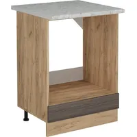 Vicco Herdumbauschrank R-Line, Edelgrau/Goldkraft Eiche, 60 cm AP Marmor