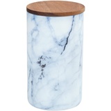 WENKO Vorratsdose Mio, (1 tlg.), blaue Glasdose mit Deckel aus Akazienholz,