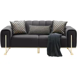 2-Sitzer-Sofa Aile in Schwarz/Goldfarben