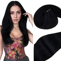 Vivien Tressen Echthaar Extensions Schwarz Echthaar Tressen Extensions Zum Einnahen Remy Extensions Tressen Echthaar Schwarz #1 14 Zoll/35cm 80 Gramm