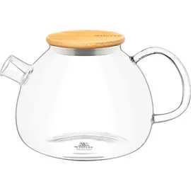 wilmax england Glas Teekanne mit Sieb 1500ml, Teesieb für losen Tee mit Bambus-Deckel