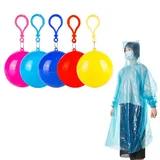 JDCMEI 5 Stück Regenponcho Einweg, Tragbar Wasserdicht Regenjacke, Bunt Notfall-Regenmäntel, Regenponcho Durchsichtig mit Aufbewahrungsball, Regencape Poncho für Fahrrad Wandern Trekking Outdoor - L