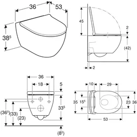 Geberit Acanto Wand-WC mit WC-Sitz Weiß