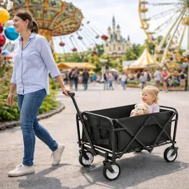BigDean Bollerwagen faltbar bis 80kg schwarz/grau