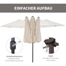 Outsunny Marktschirm mit Handkurbel 460 x 270 cm beige