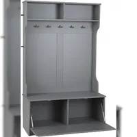 Costway Garderobenständer mit Sitzbank 100x40x160cm Grau