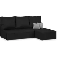 3-Sitzer-Ecksofa mit Schlaffunktion TOM - Schwarz/hellgrau - Schwarz/Hellgrau