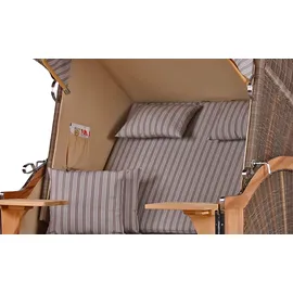 Mr. Deko bene living Strandkorb Komplettset Schaalsee Teak PE grau Modell 501