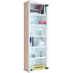 Media-Regal VCM "Holz CD DVD Wandregal Schrank Loposa Glastür" Gr. 31, weiß, B:31cm H:92cm T:18cm, Holzwerkstoff, Holz, Spanplatte, Glas, Regale
