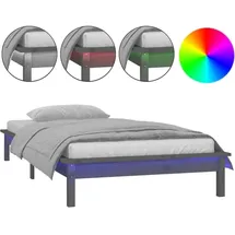 vidaXL Massivholzbett mit LEDs Grau 120x190 cm