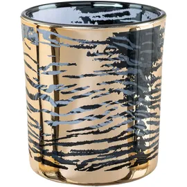 creativ home Windlicht Kerzenhalter LEOPARD Glas goldfarben