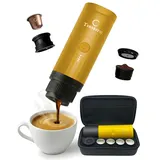Terrestic Dose Espressomaschine, tragbar, elektrisch, mit Schutzhülle für Reisen (mattes Gelb)