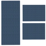 Floordirekt Sisal-Bettumrandung | Sylt | 3-teiliges Läufer-Set gegen Bodenkälte | Blau