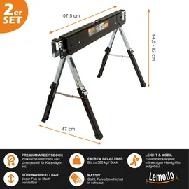 Lemodo Premium Arbeitsbock höhenverstellbar, Klappbock mit 580 kg Tragkraft
