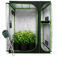 Mucola Gewächshaus Growbox Indoor Gewächshaus Pflanzenzelt Zuchtzelt Growroom Darkroom, Stück, inkl. 3 in 1 Feuchtigkeitsmessgerät für Pflanzen schwarz 160 cm x 205 cm x 120 cm