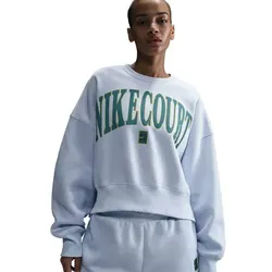 NIKE Damen Shirt NikeCourt Heritage Phoenix Fleece, FOOTBALL GREY/FOOTBALL GREY/MINERAL, S