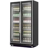 GROJU Mobiler Flaschenkühlschrank mit 2 Glastüren Getränkekühlschrank Kühlschrank Gastro 758 L 0/10°C ISO 48 mm