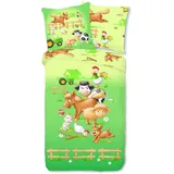 ESPiCO Bettwäsche Sleep and Dream Farm Tiere Pferd Kuh Traktor Huhn Hahn Schaf Katze Bunt Renforcé, Größe:135 cm x 200 cm