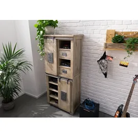 MASSIVMOEBEL24.DE Schrank Mango, 80x45x175 whitewash lackiert RAILWAY #317