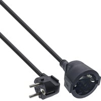 InLine Strom-Verlängerung Schutzkontakt Stecker gewinkelt/Buchse, schwarz, 20m