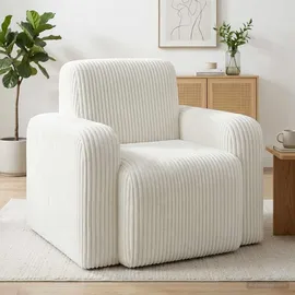vidaXL Sessel Creme Cord 72 x 71 x 70 cm Creme mit Rollen