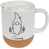 CreaDesign, Tasse Wichtel "Du bist mir wichtelig", mit Korkboden, Wichteltasse Korkboden und Kunststoffdeckel, 330 ml