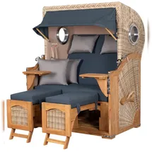 Mr. Deko Strandkorb Komplettset - bene living - Ammersee Teak - PE shell - Modell 593 - inkl. Liftersystem