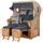 Mr. Deko Strandkorb Komplettset - bene living - Ammersee Teak - PE shell - Modell 593 - inkl. Liftersystem