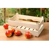 Dekoleidenschaft Holzsteige natur 39x26x16 cm, Weinkiste Apfelkiste Obstkiste Holzkiste Holzbox