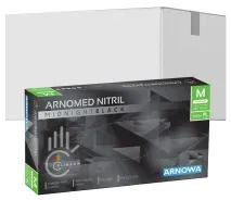 ARNOMED Nitril Midnight Black Einmalhandschuh, puderfrei, schwarz 391-M , 1 Karton = 10 Packungen à 100 Stück, Größe M