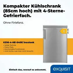 Exquisit Kühlschrank KS16-4-HE-040E inoxlook | 109 l Nutzinhalt | Edelstahloptik