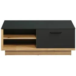 Synnax Couchtisch 2 Klaptüren, 4 Ablagen grau,Eiche dekor.