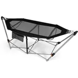 DREAMADE Hängematte mit faltbarem Gestell, tragbares Hängemattengestell Set bis 150kg belastbar für den Outdoor Indoor Garten Terrasse Balkon Camping, Tragetasche inkl. (Schwarz)