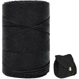 ZHANGXIAOMIN Polyester Garn 3mm X 225m,Makramee Garn 3mm,Makramee Band,Polypropylene Yarn,Geflochten Makramee Schnur Farbig,garn Zum Häkeln Für Stricken,Dekoration DIY Handwerk (Schwarz)