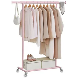 Songmics Kleiderständer auf Rollen 132 x 161,5 x 45 cm Rosa