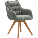 Linea Natura Armlehnstuhl, Türkis, Eiche, Holz, Textil, Eiche, vollmassiv, konisch, eckig, 59x86x69.5 cm, Stoffauswahl, Typenauswahl, Gestellauswahl, Sitzfläche 180° drehbar, automatische Rückholfunktion, Esszimmer, Stühle, Esszimmerstühle, Armlehnenstühle