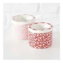 Boltze Sturmaschenbecher Fleur rot weiß Blütendekor H.7 cm Dolomit Stückpreis