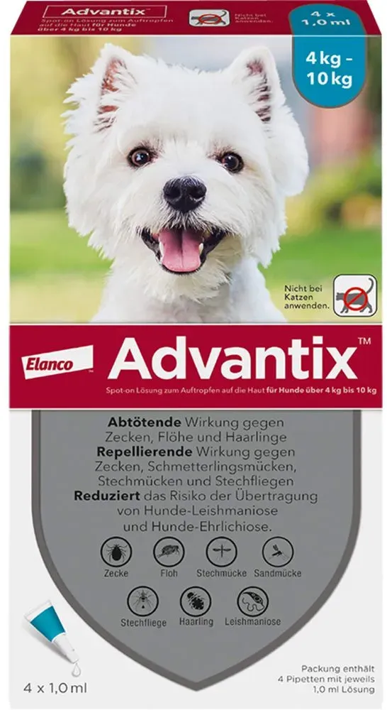 ADVANTIX Spot-on Lsg.z.Auftr.a.d.H.f.Hund 4-10 kg 4 St