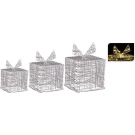 ECD Germany 3er Set LED Geschenkboxen 90 Mikro-LED - Weiß