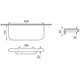 Vitra Liquid Ablage 40 x 12 x 3,5 cm Wandmontage Sanitärkeramik Weiß