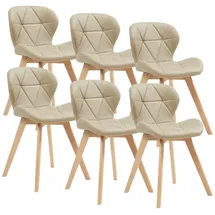 [en.casa] Esszimmerstuhl Älmhult Kunstleder beige 6er Set