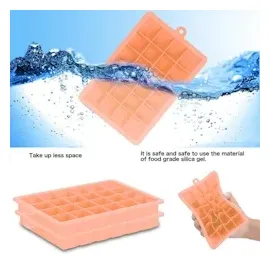 Intirilife 2x Eiswürfelformen in PINK - 2er Set à 24 Fächer Eiswürfel Silikonformen mit Deckel - 18 x 13 x 2.5