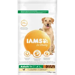 IAMS-Trockenfutter für Vitalität für ausgewachsene Hunde großer Rassen mit frischem Huhn 12kg