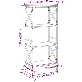 vidaXL Bücherregal 4 Böden 76 x 32 x 123 cm Grau