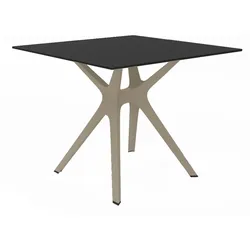 Resol VELA S Quadratischer Tisch Indoor, Outdoor 90x90 Sand Fuß - Schwarzes Tischplatte