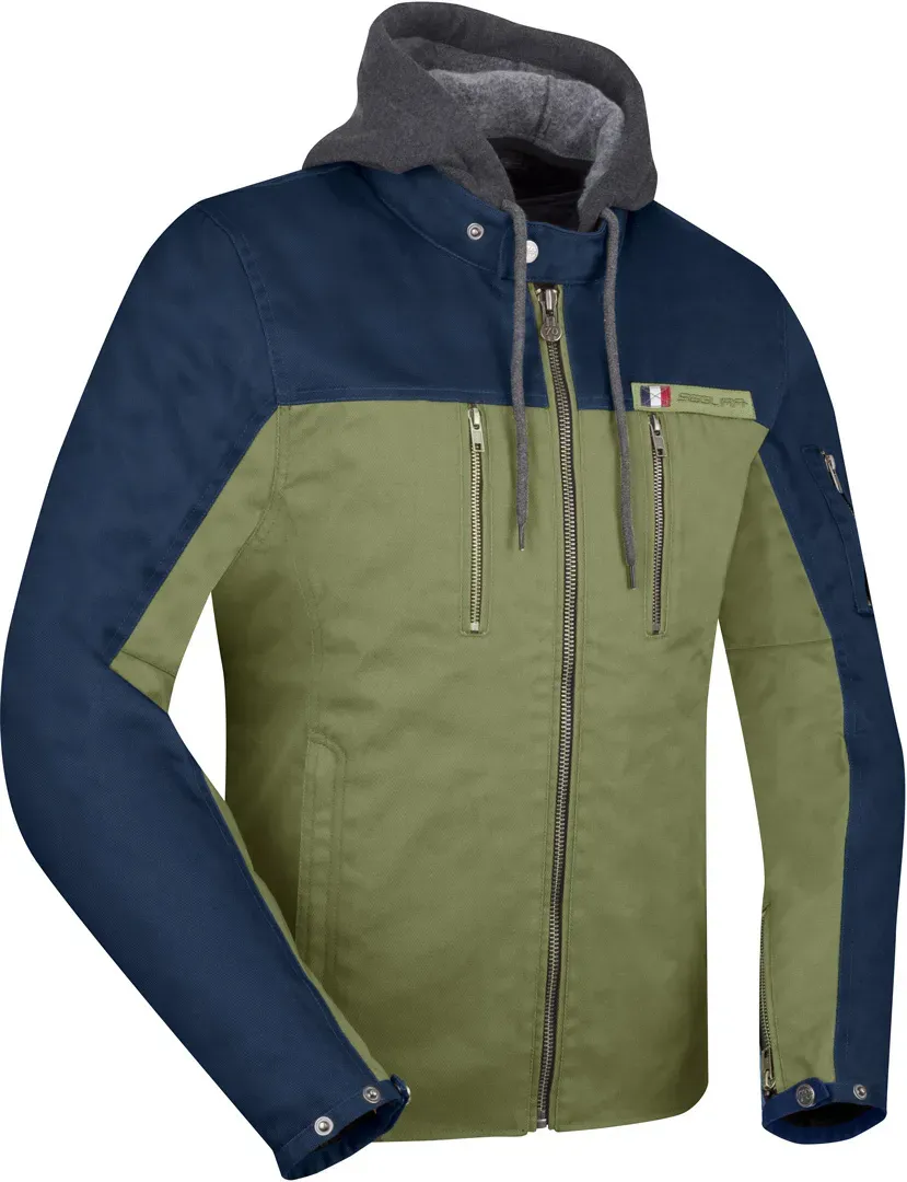 Segura Presto Wasserdichte Motorrad Textiljacke, blau-beige, Größe M für Männer